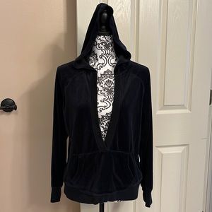 Old Navy black velour Deep V neck hoodie XL